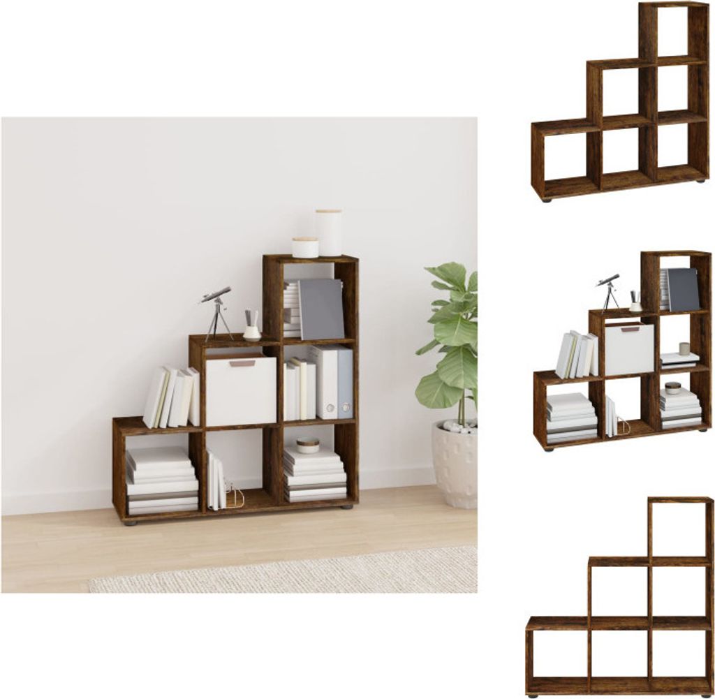 vidaXL Treppenregal Räuchereiche 107 cm Holzwerkstoff - Bücherregale & Bücherschränke