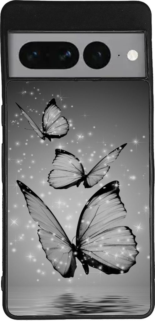 TPU Silikon Hülle für Google Pixel 7 PRO Handy Cover Case Schutzhülle Handyhülle Bumper MOTIV 8 Schmetterling Grau