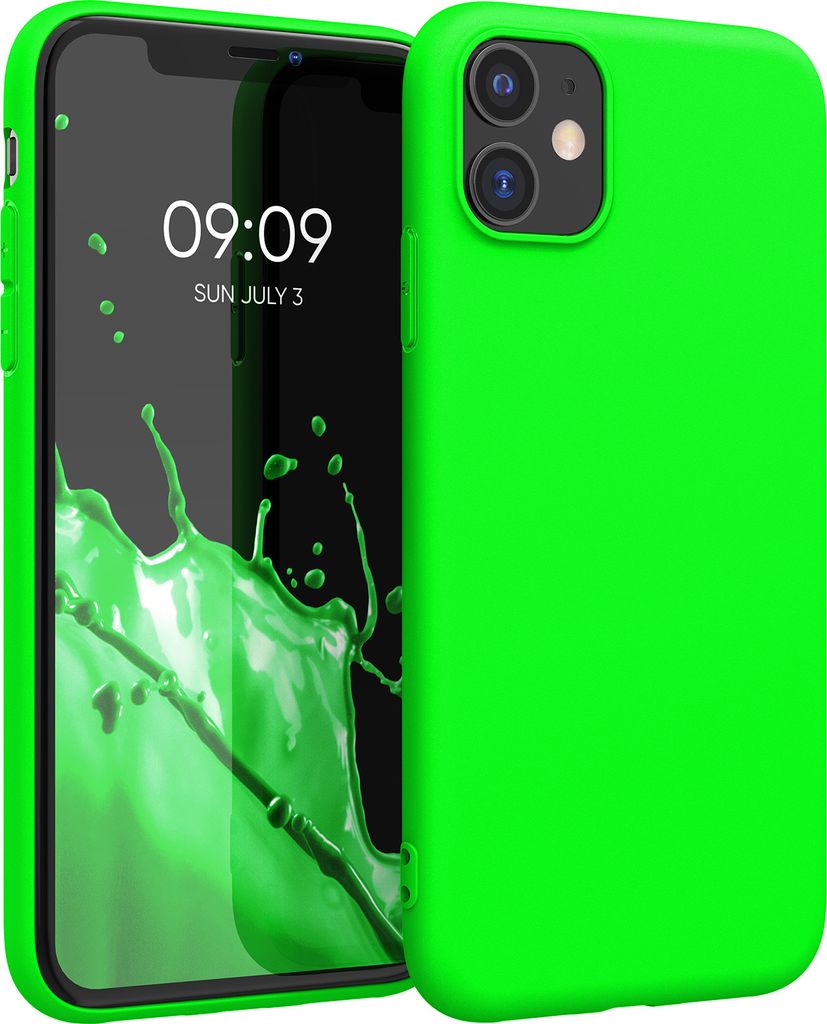 kwmobile Hülle kompatibel mit Apple iPhone 11 Hülle - weiches TPU Silikon Case - Cover geeignet für kabelloses Laden - Neon Grün