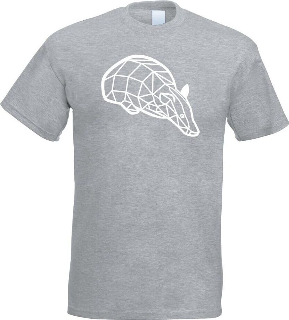 Kiwistar - T-Shirt - Graumeliert - Dachs Grimbart Polygon Motiv Bedruckt Funshirt Design Print - mit Motiv Bedruckt - Funshirt Design - Sport - Fre...