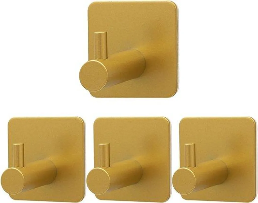 Crochet adhésif cuisine et salle de bain en inox doré, lot de 4
