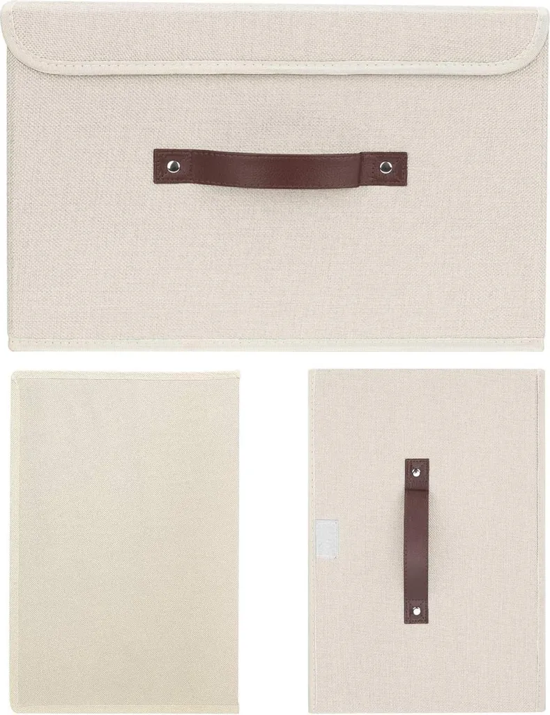 Solution de rangement anti-poussière : boîte textile beige transparente