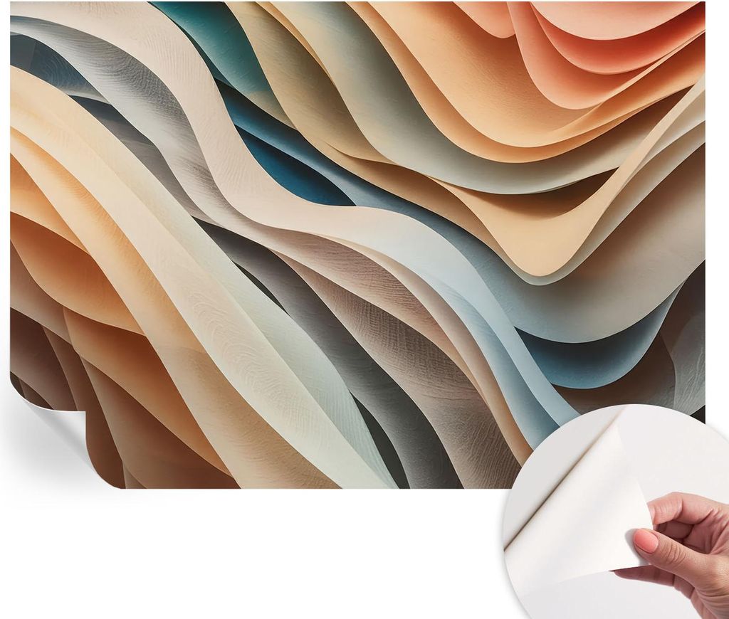 Selbstklebende Wandtapete - Dekorative Tapete für Wohnzimmer - Klebefolie für Wandbilder - Tapetenfolie für Wanddekoration - 312x219 cm - Wellen...