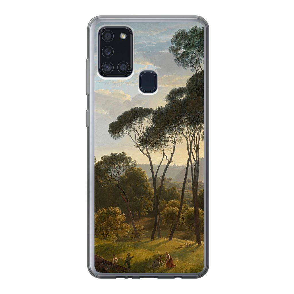 MuchoWow Handyhülle Schutzhülle Hülle für Samsung Galaxy A21s Italienische Landschaft mit Zirbelkiefer - Gemälde von Hendrik Voogd Silikon S...