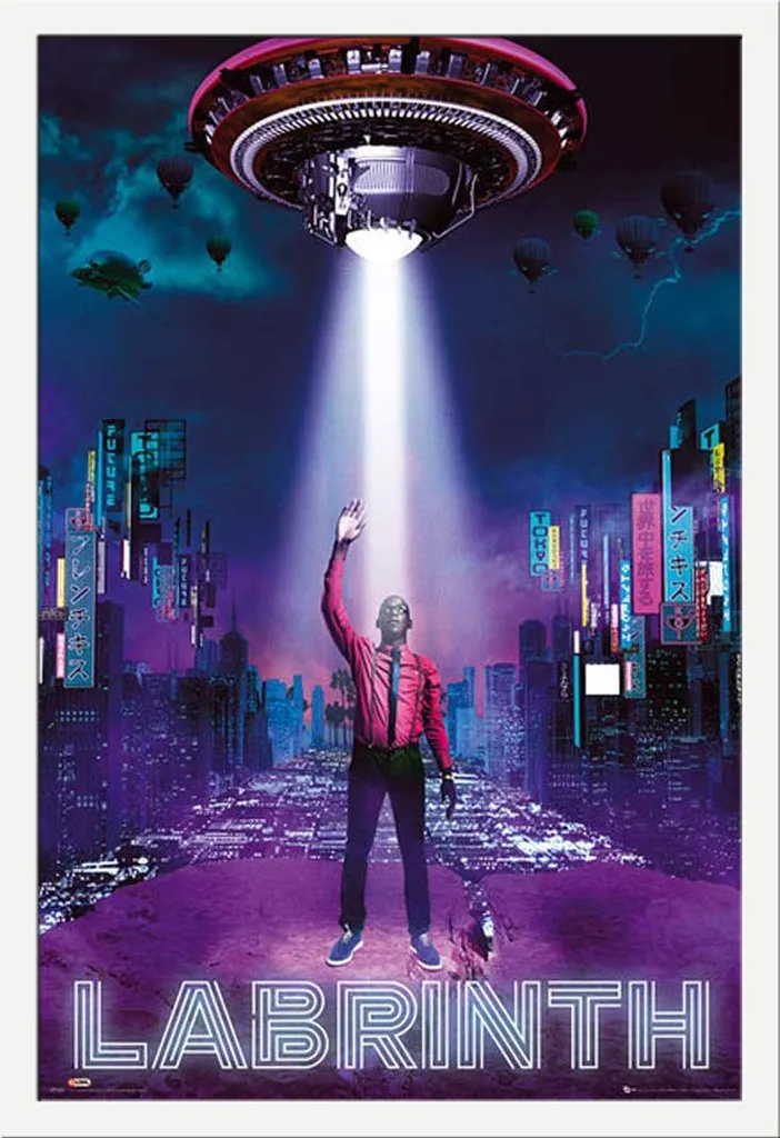 Labrinth - Poster - UFO + cornice rimovibile, Shinsuke® Maxi MDF bianco, disco acrilico