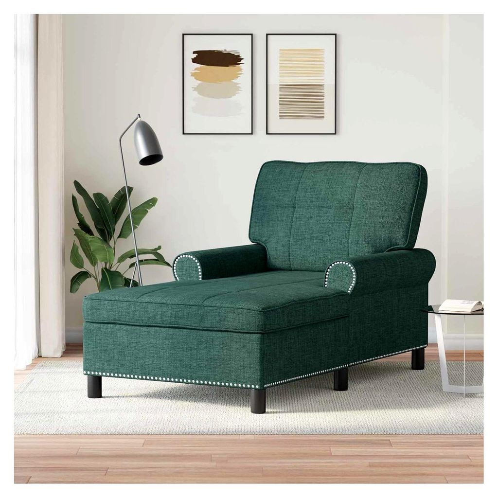 Lounge-Liege mit Kissen in Dunkelgrün, 91 x 157 x 91 cm, Stoff