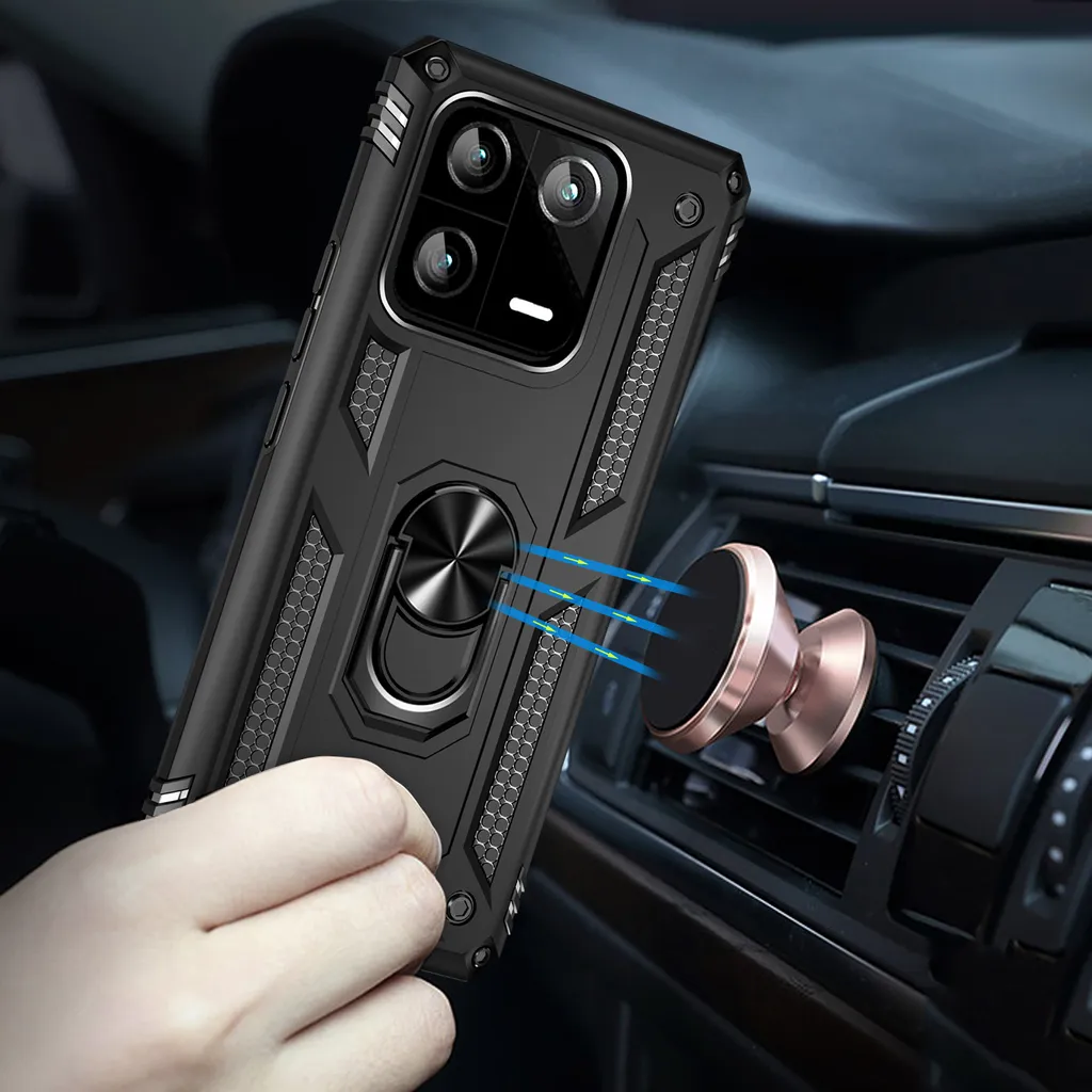 Cover per Xiaomi Redmi Note 13 4G(Non per 5G), Custodia Scorrevole Protezione Fotocamera Militare Antiurto Case con 360° Magnetica Anello Rotante