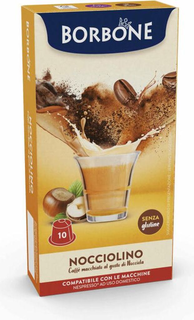 Caffè Borbone Kaffeekapseln Nocciolino, mit Haselnussgeschmack, kompatibel mit Nespresso-Kapselsystem, 10 Kapseln
