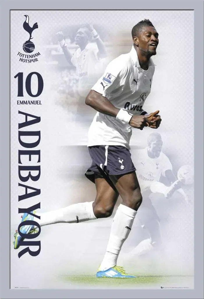 Poster Tottenham Adebayor 11/12 con Cornice Shinsuke Maxi MDF Argento