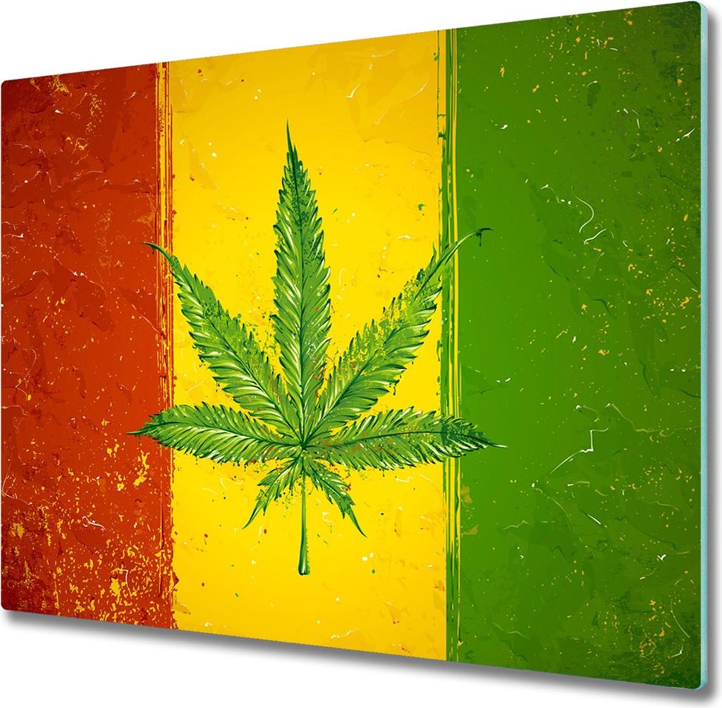 Glas Herdabdeckplatte 60x52 cm Spritzschutz Glasabdeckplatte Schneidebrett Rasta Flagge
