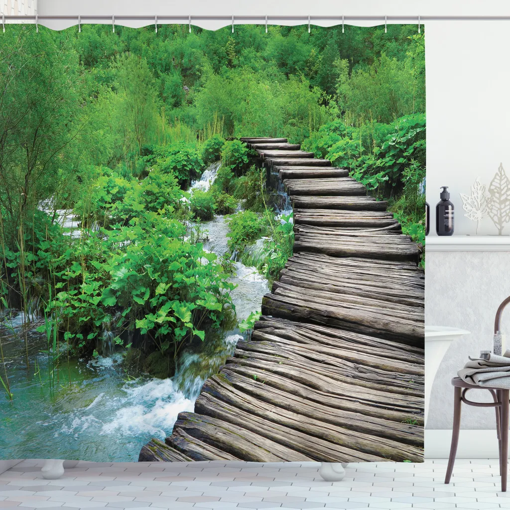 Tenda Doccia ABAKUHAUS Foresta Croata 175x180 cm Stampa Bio-Stile