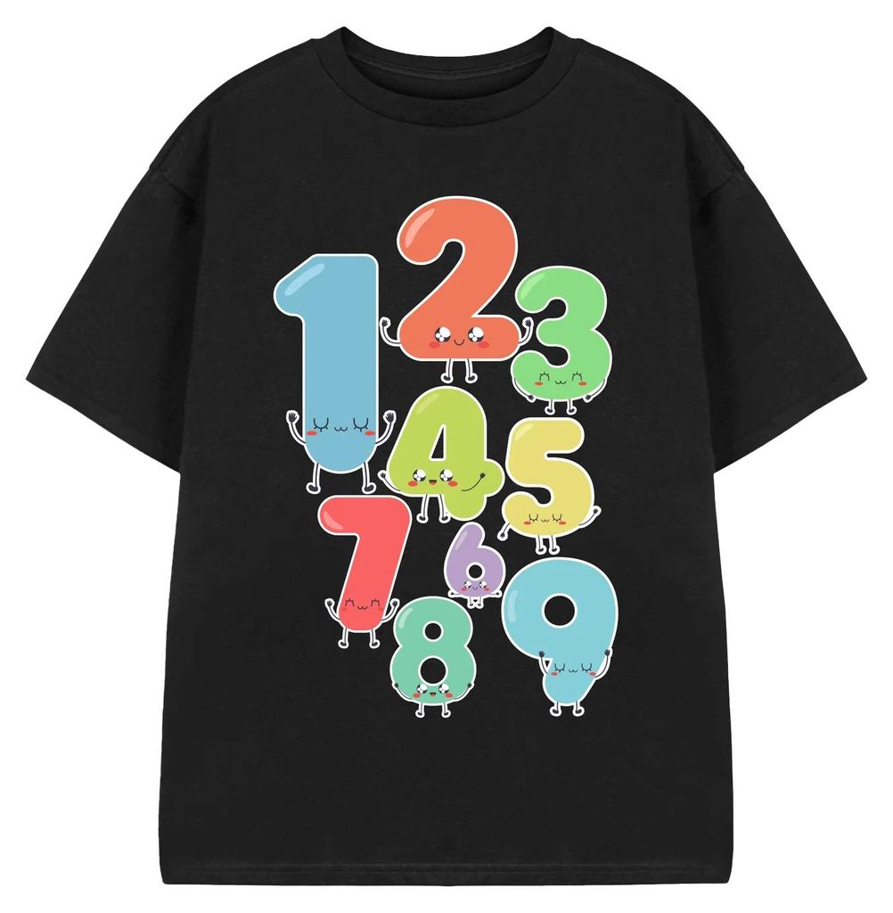Show Me The Merch - "Numbers Day" T-Shirt für Kinder, kurzärmlig NS9320 (140) (Schwarz)
