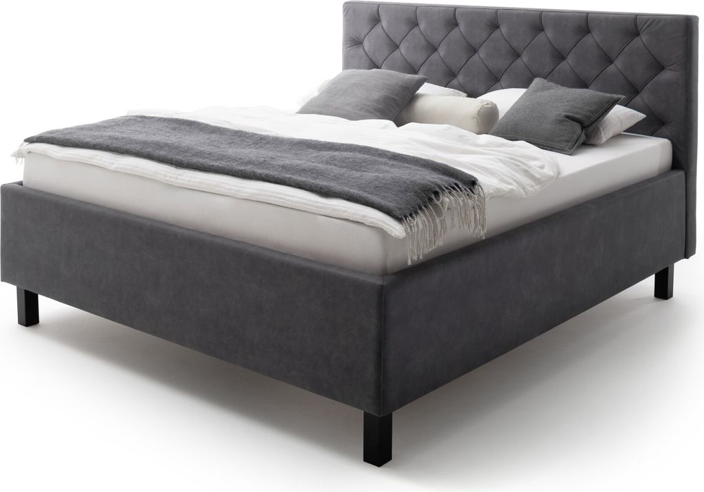 Bett San Marino 180x200cm mit Stauraum Kunstleder - anthrazit/schwarz