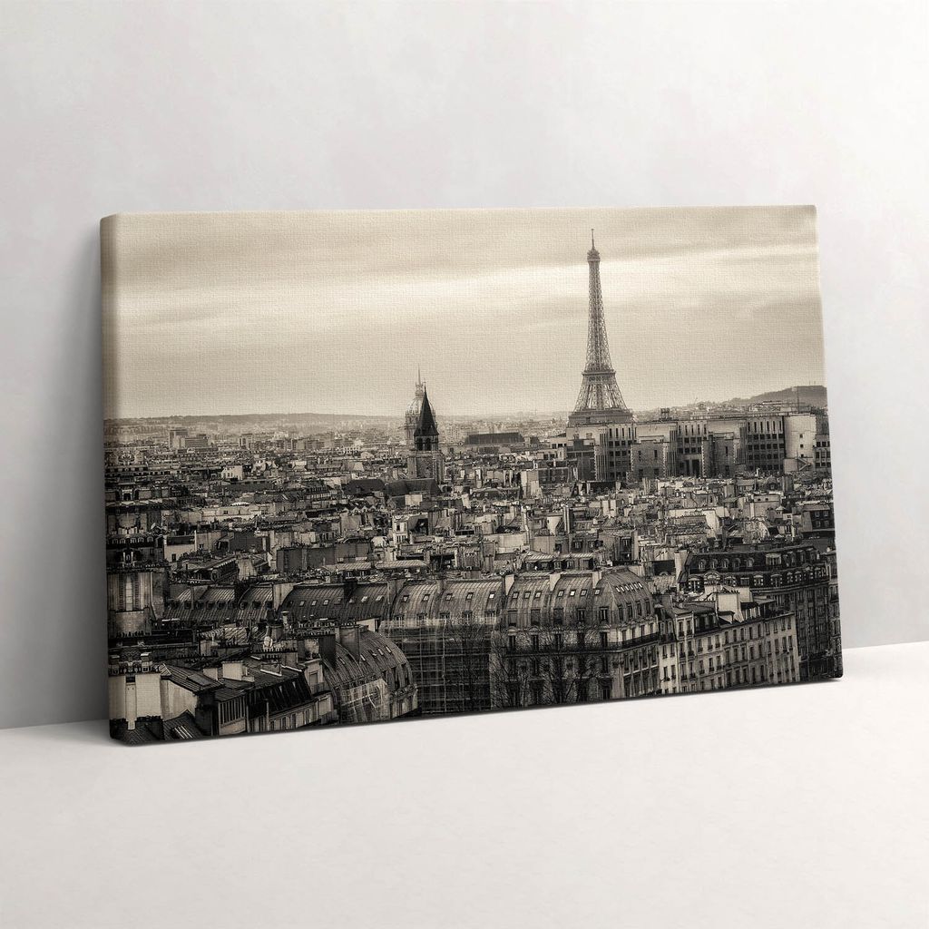 Landschaft von Paris und der Eiffelturm – Leinwandbild Wandbild – 30x20 cm – Leinwandbilder – Wandbilder – Schlafzimmer – Flur
