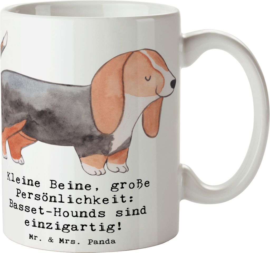 Mr. & Mrs. Panda Tasse Basset Hound Persönlichkeit - Weiß - Geschenk, Pott, Hunderasse, Freude, sture Hunde, ruhiges Temperament, Trinkbecher, Ka...