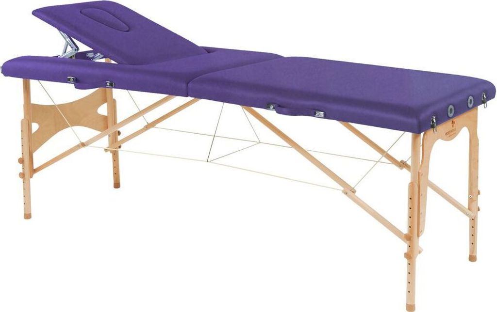 Behandlungsliege, Massageliege, Liege klappbar, mobil, Höhe 57-85 cm, aus Holz, Farbe:51 iris