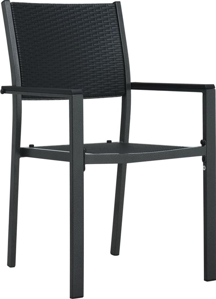 vidaXL Gartenstühle 4 Stk. Schwarz Kunststoff Rattan-Optik