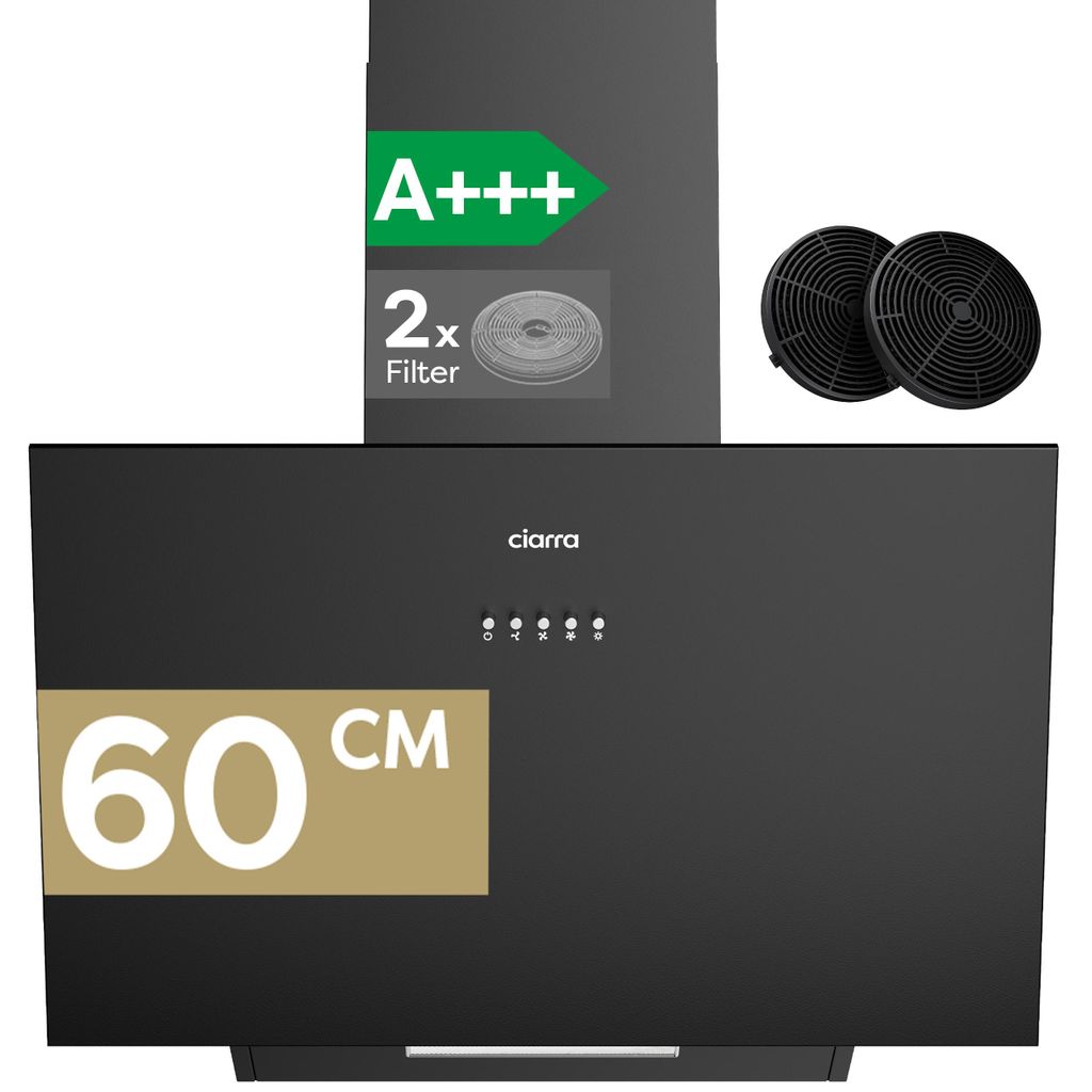 CIARRA A+++ 650 m³/h Dunstabzugshaube 60 cm Kopffreiehaube Produktbild 