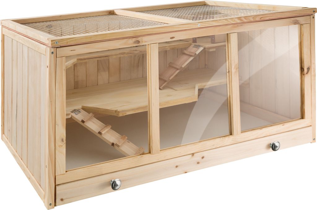 Nagerkäfig aus Holz 95x50x50cm - braun Produktbild 7