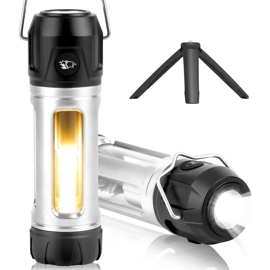 Mini Magnetisch LED Taschenlampe USB Aufladbar,Outdoor Zeltlampe Zum AufhäNgen Camping Lampe mit Halterung und Haken,Stark,Schwach und Strobe-Sos-...