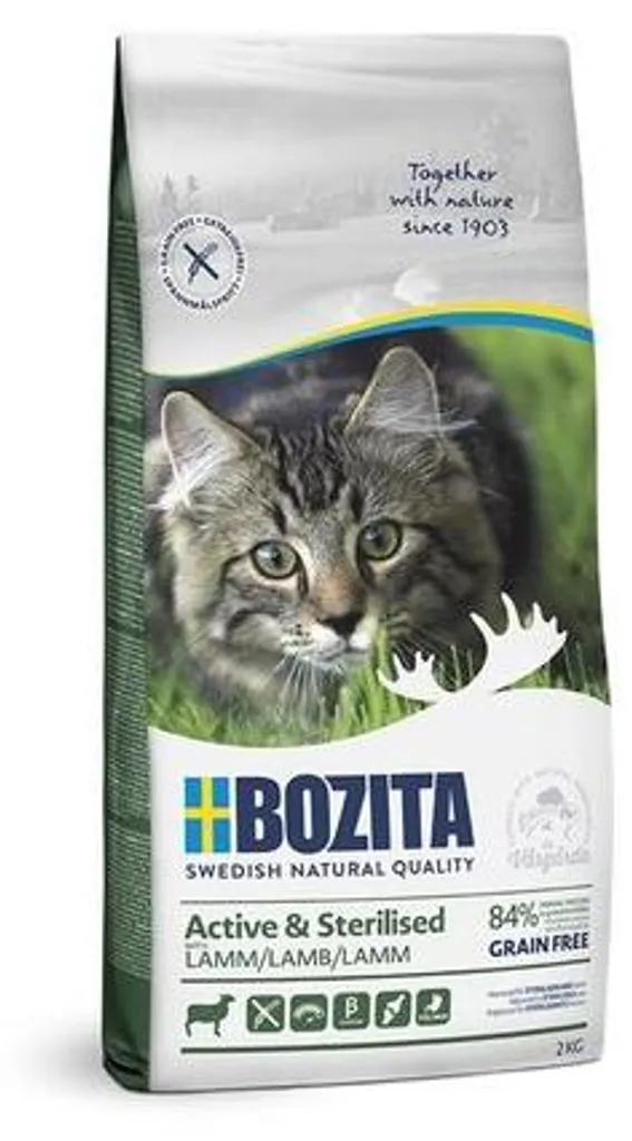 Croquettes pour chat actif et stérilisé Bozita sans céréales 2kg