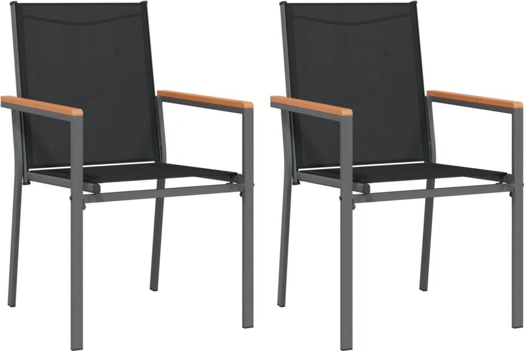 vidaXL Krzesła ogrodowe 2 szt. czarne 55x61,5x90 cm Zdjęcie produktu 