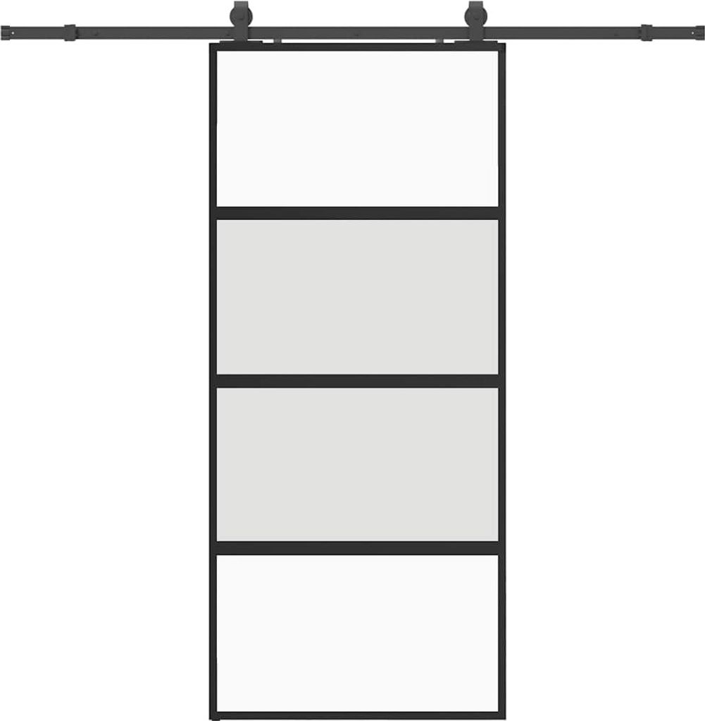 vidaXL Schiebetür mit Beschlag Schwarz 90x205 cm Hartglas