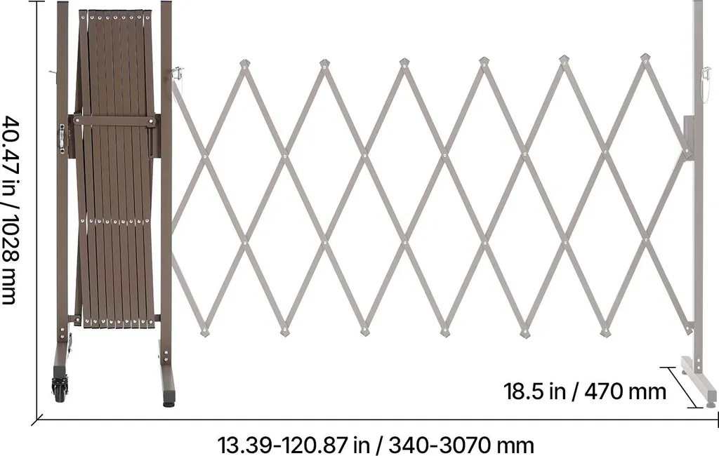 SucceBuy Barrière Extensible à Ciseaux 3,07m avec Roulettes Mobiles - 8