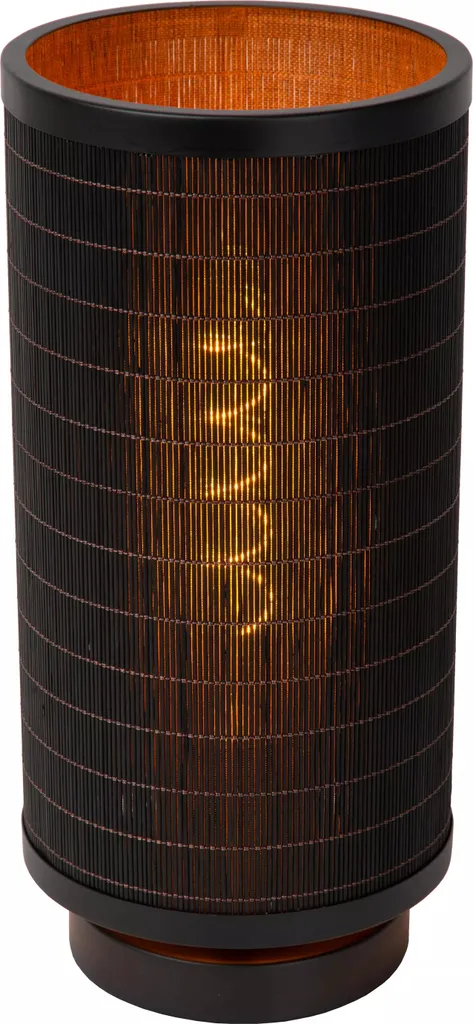 Lampe en paille tressée noire Tagalog design naturel 31,5cm Lucide