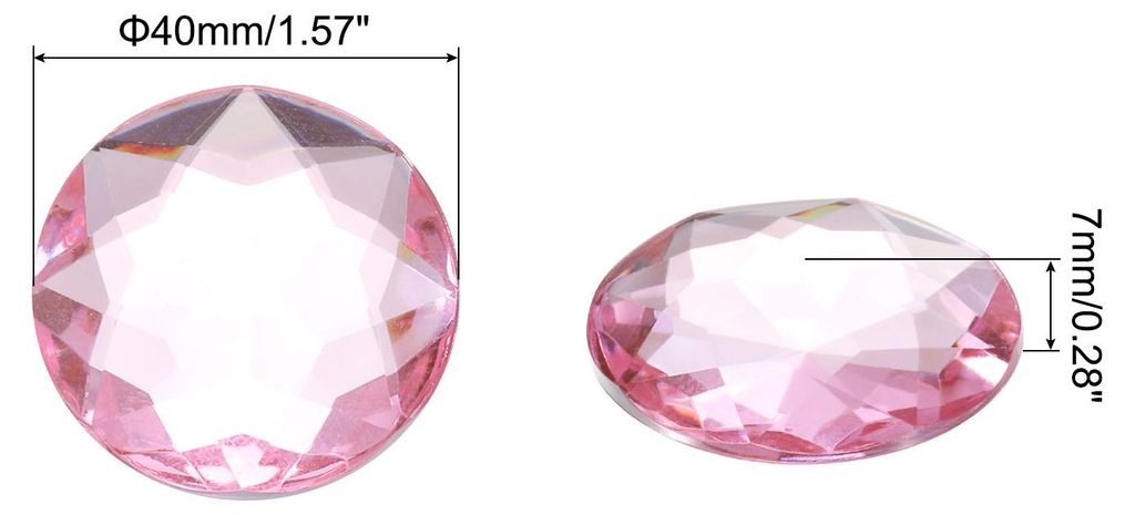 10 Stš¹ck Runder Strasssteine Hellrosa, 40x40mm, Glitzersteine zum Basteln und Rhinestones, fš¹r DIY Basteln, Perlen, Hochzeit Party, Kostš¹m...