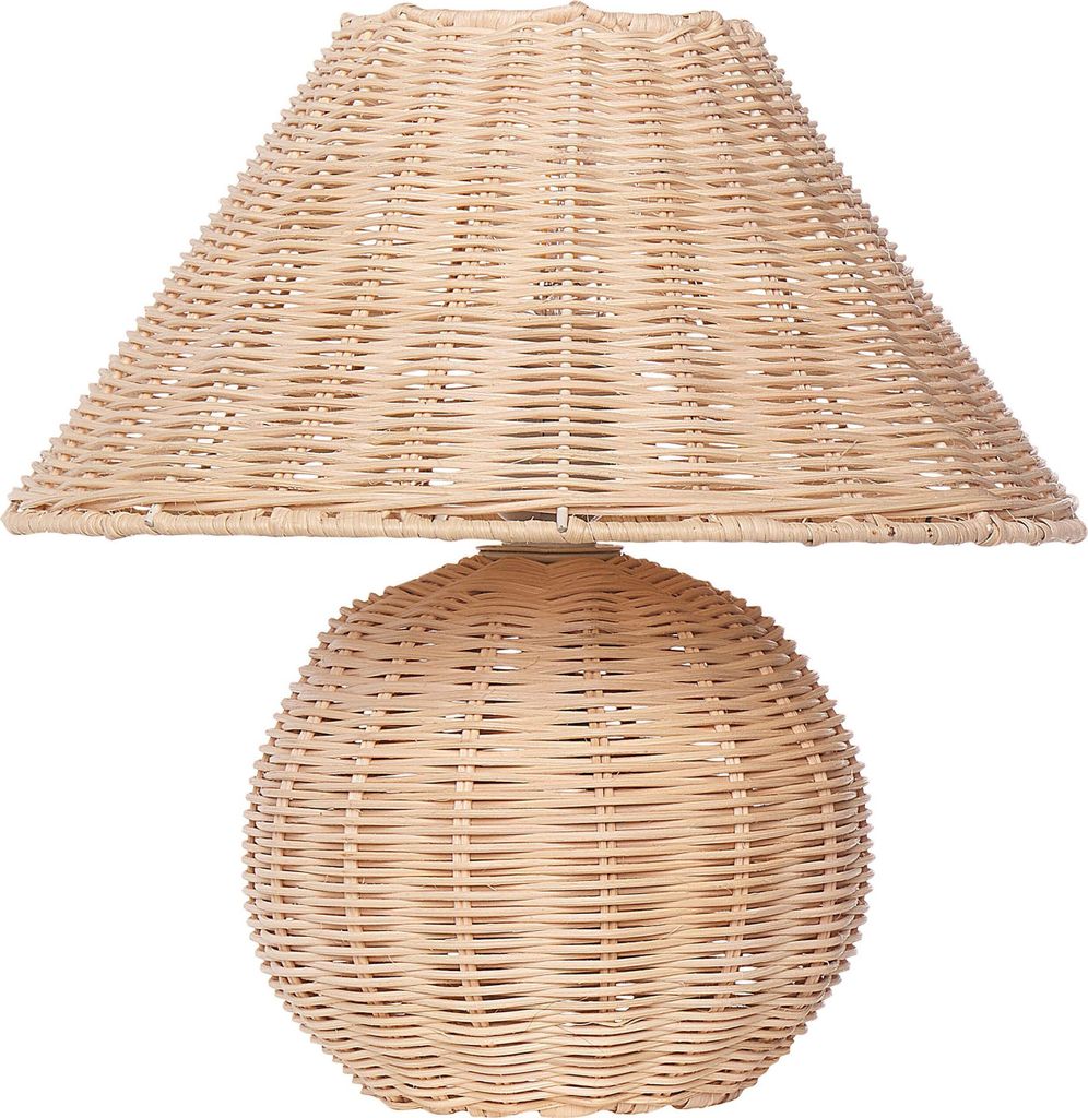 BELIANI Tischlampe Naturfarben Rattan Kugelfuß 31 cm Produktbild 