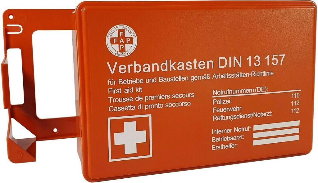 Verbandkasten orange Erste Hilfe Koffer DIN 13157 Verbandkasten + Wandhalter 620150SB