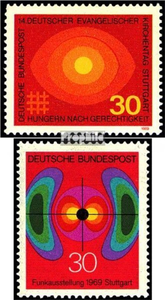 Briefmarken BRD (BR.Deutschland) 1969 Mi 595,599 (kompl.Ausg.) postfrisch Deutscher evangelischer Kirchentag