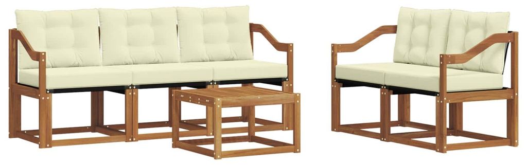 vidaXL Outdoor-Sofagarnitur mit Kissen 6 pcs Natur und Creme