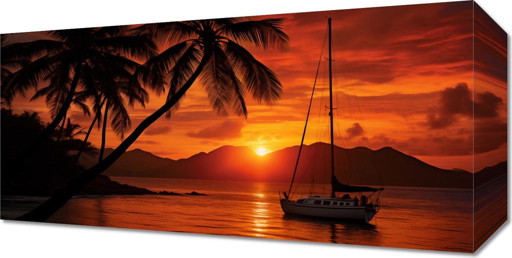 Bild 40x20cm Tropischer Sonnenuntergang