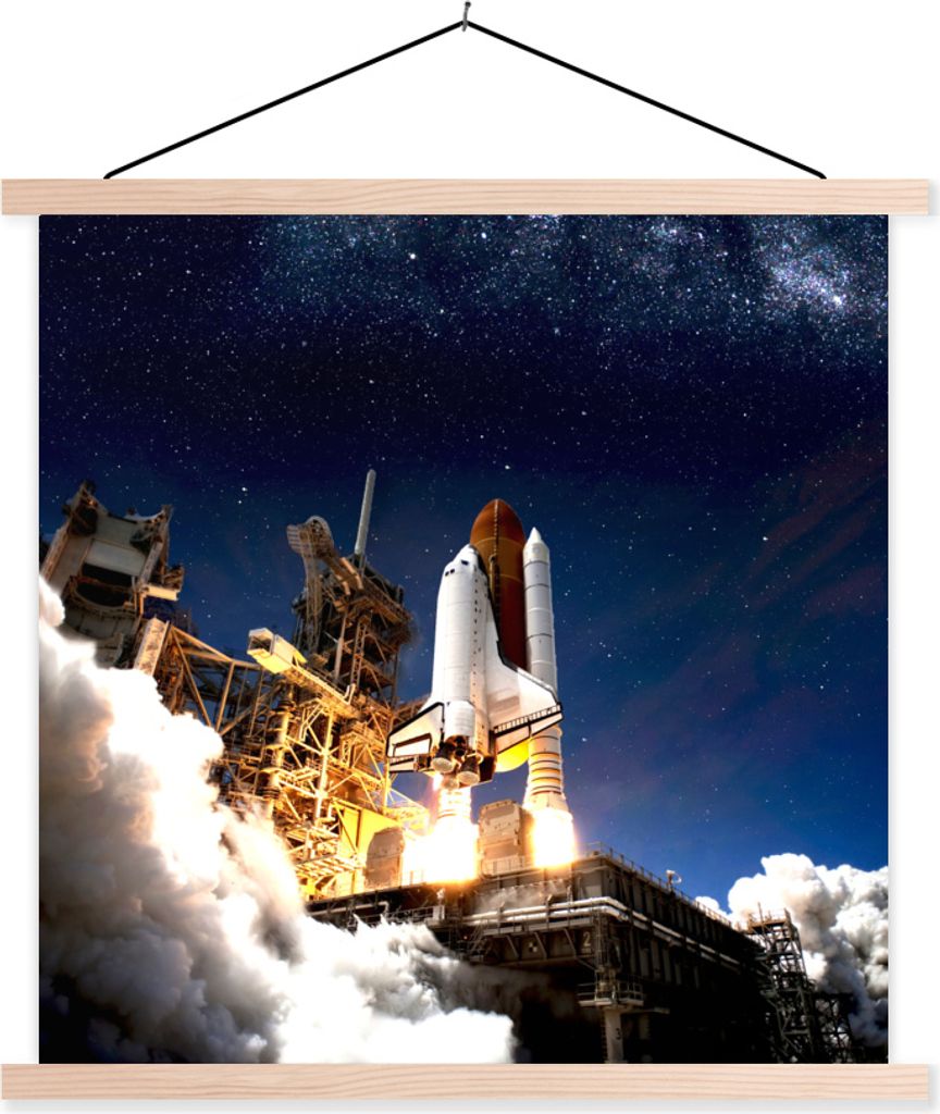MuchoWow® Textilposter Rakete - Wolken - Weltraum 40x40 cm Produktbild 
