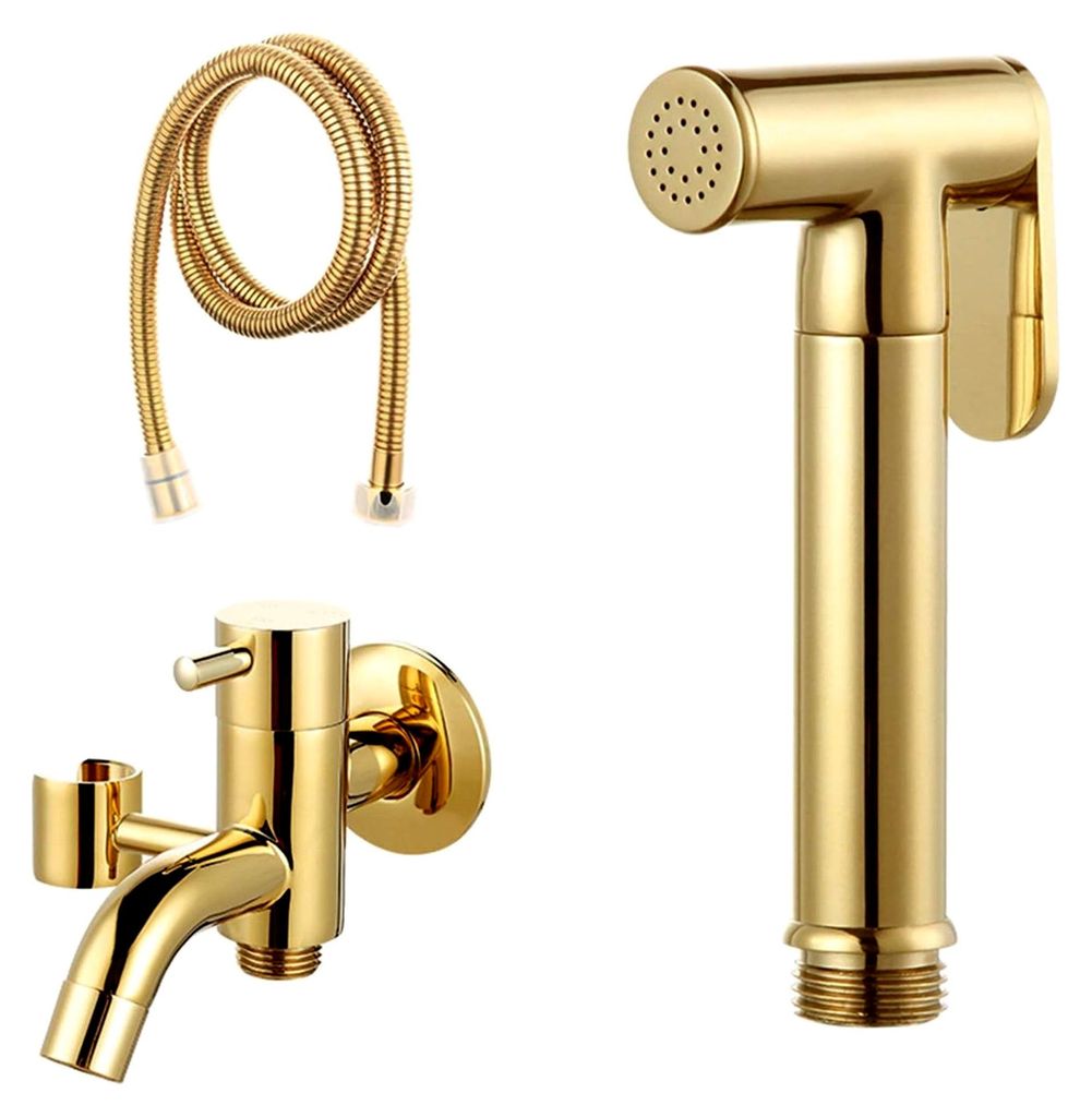 Handbrause for Toilettengarnitur Handbrause for Toilette Bidet Duschaufsatz Gold mit Schlauch Messing Kaltwasserhahn Toilettenbrause for Stoffwindeln