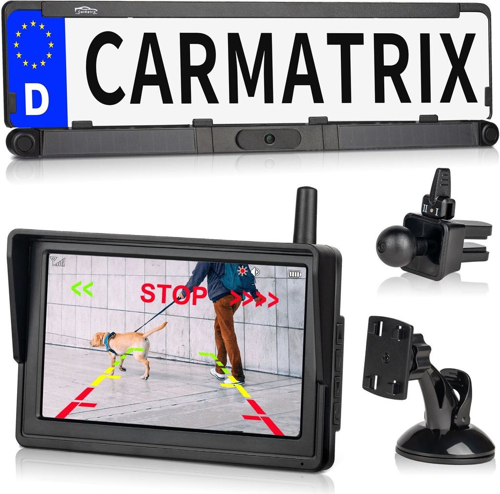 CARMATRIX Solar Funk Rückfahrsystem HD Rückfahrkamera im Produktbild 