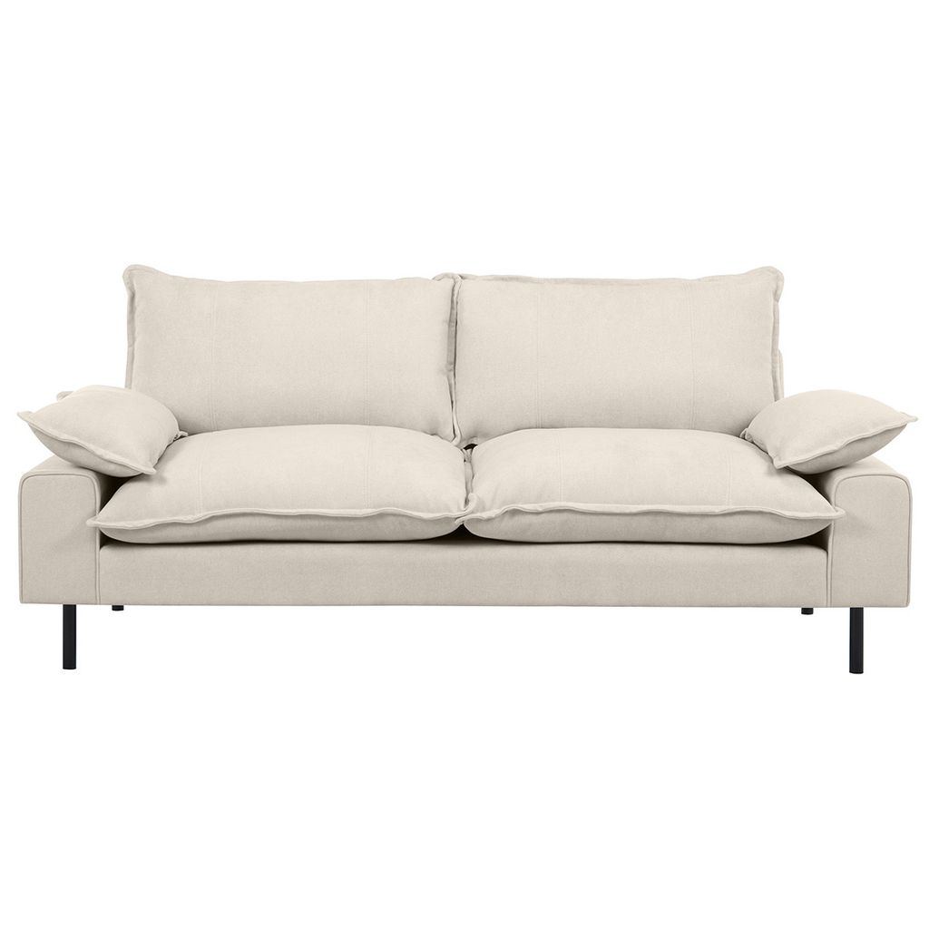 Miliboo - Design-Sofa mit beigem Stoff im Samtdesign und schwarzem Metall 3-Sitzer DORY