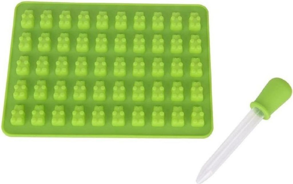Silikon Gummi bärchen-Formen mit 1 Pipetten Süßigkeit Silikonformen,Jelly Schokoladen-Formen