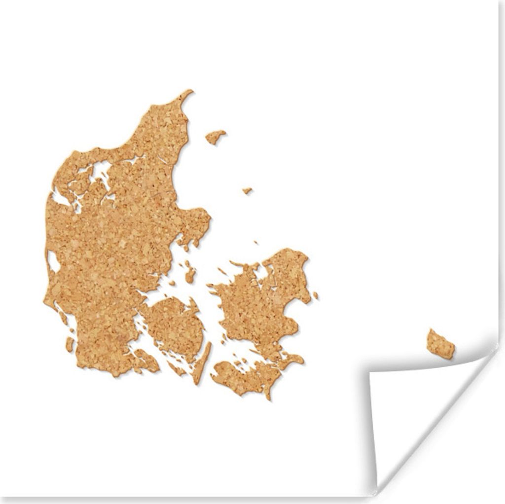 MuchoWow Poster Eine Illustration von Dänemark in einer Korktextur 30x30 cm - Wandposter - Printing