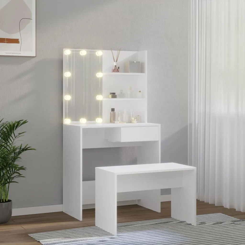 Coiffeuse vidaXL avec LED miroir blanc en bois composite - Modèle 2024 - 4