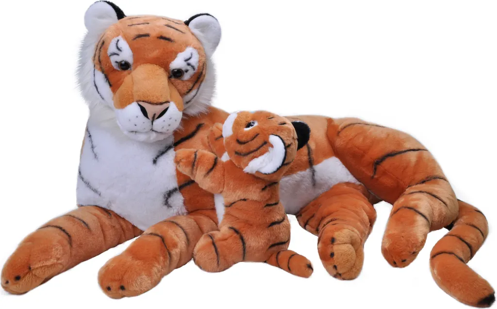 Wild Republic Mom & Baby Tigre Jumbo : Peluche Duo Maman et Bébé 76cm