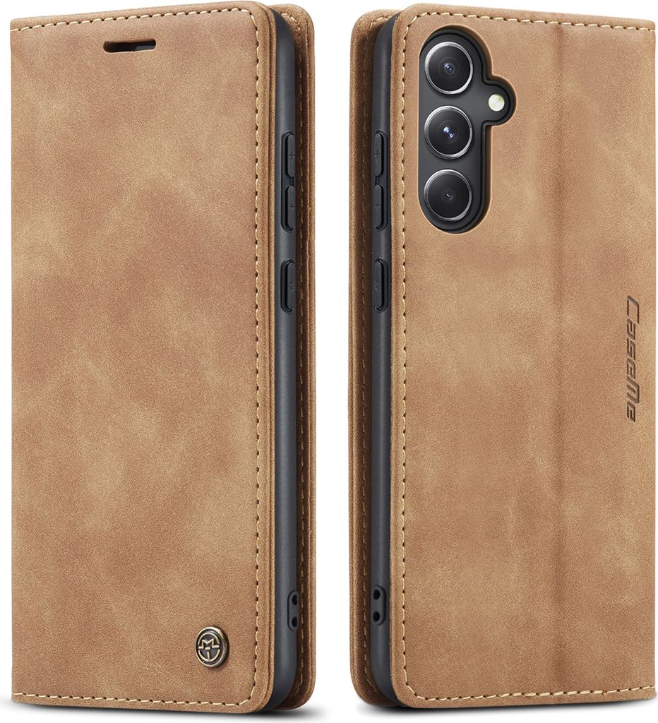 Galaxy S23 FE Hülle, Retro Kunstledertasche mit Standfunktion Schutzhülle für Samsung Galaxy S23 FE Braun