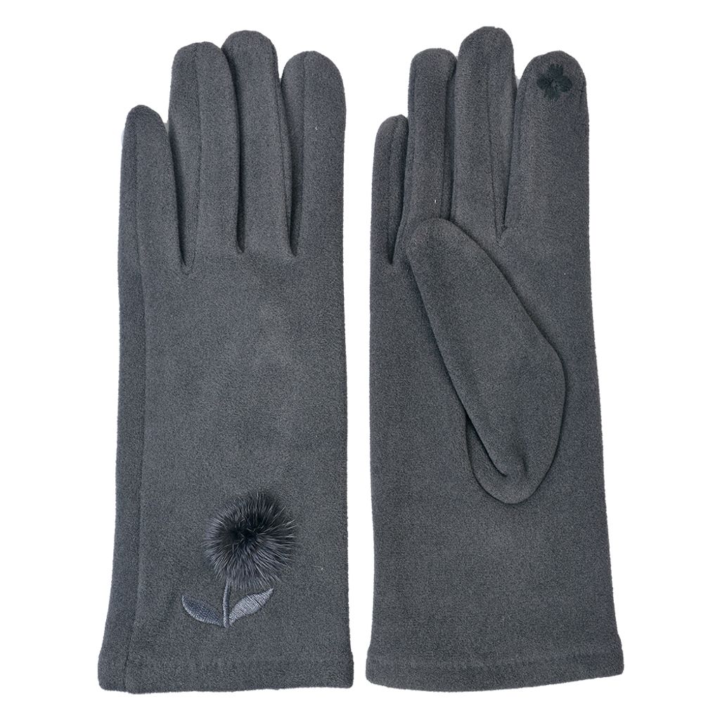 Clayre & Eef Winterhandschuhe 8x24 cm Grau Polyester