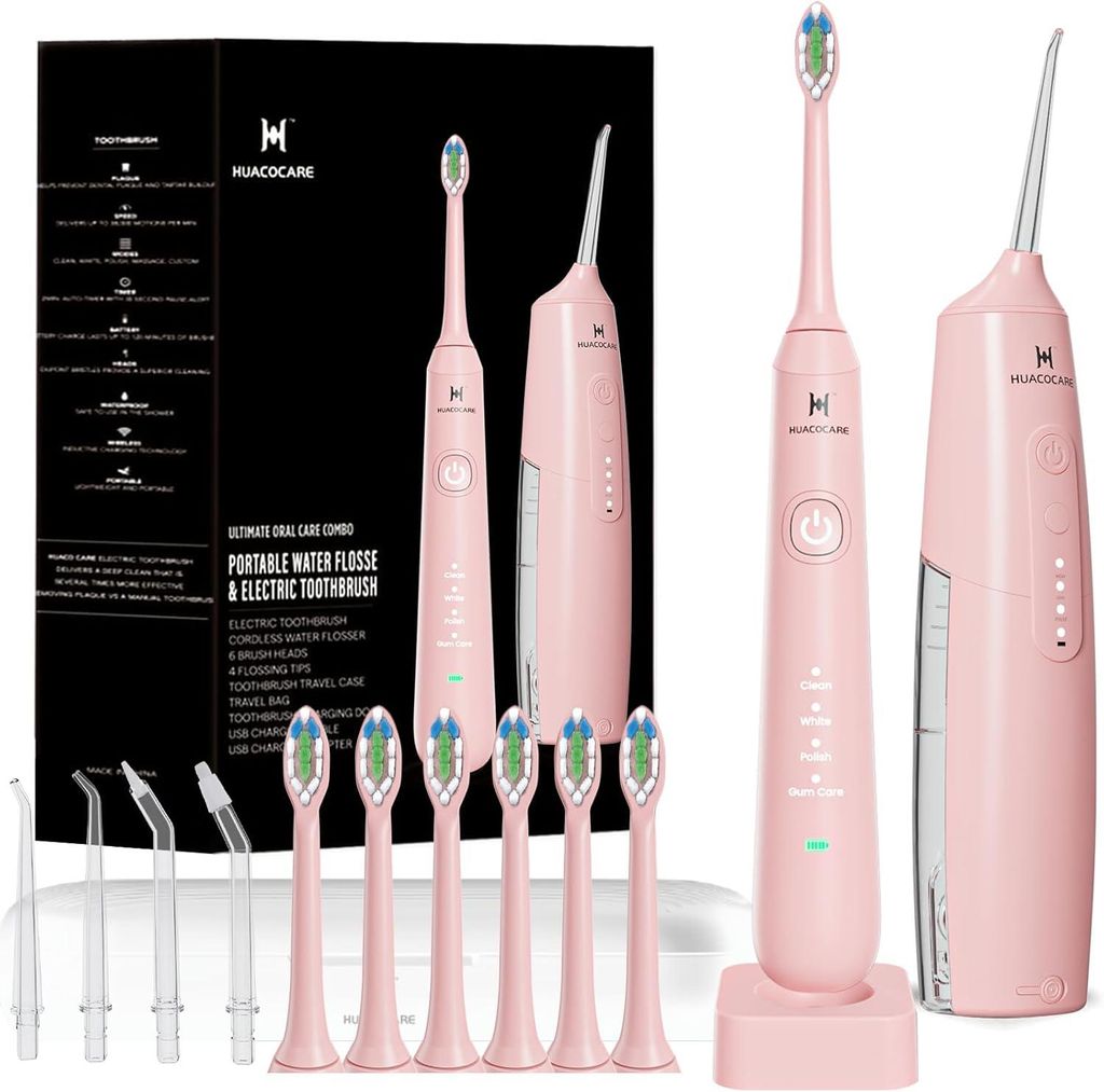 2-in-1 Munddusche & Elektrische Schallzahnbürste Set mit Reiseetui, 2000 mAh Akku und IPX7 Wasserschutz