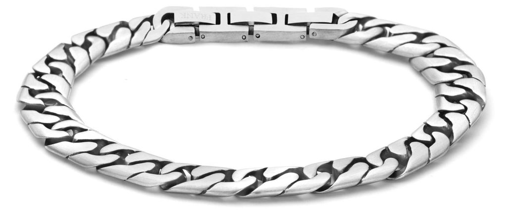 Frank 1967 - 7FB-0791 - wijde stalen schakelarmband heren - zilver - 21 cm