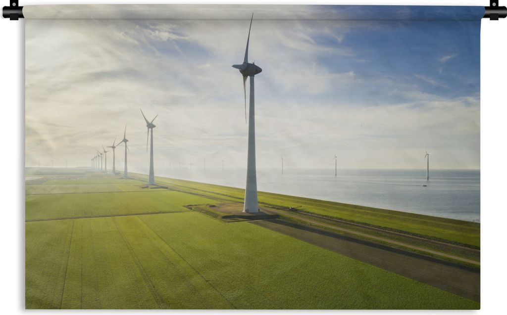 MuchoWow Wandteppich Wandbehang Meer - Windmühle - Niederlande 60x40 cm Tapisserie Dekoration Wandtuch - Wanddekorationen