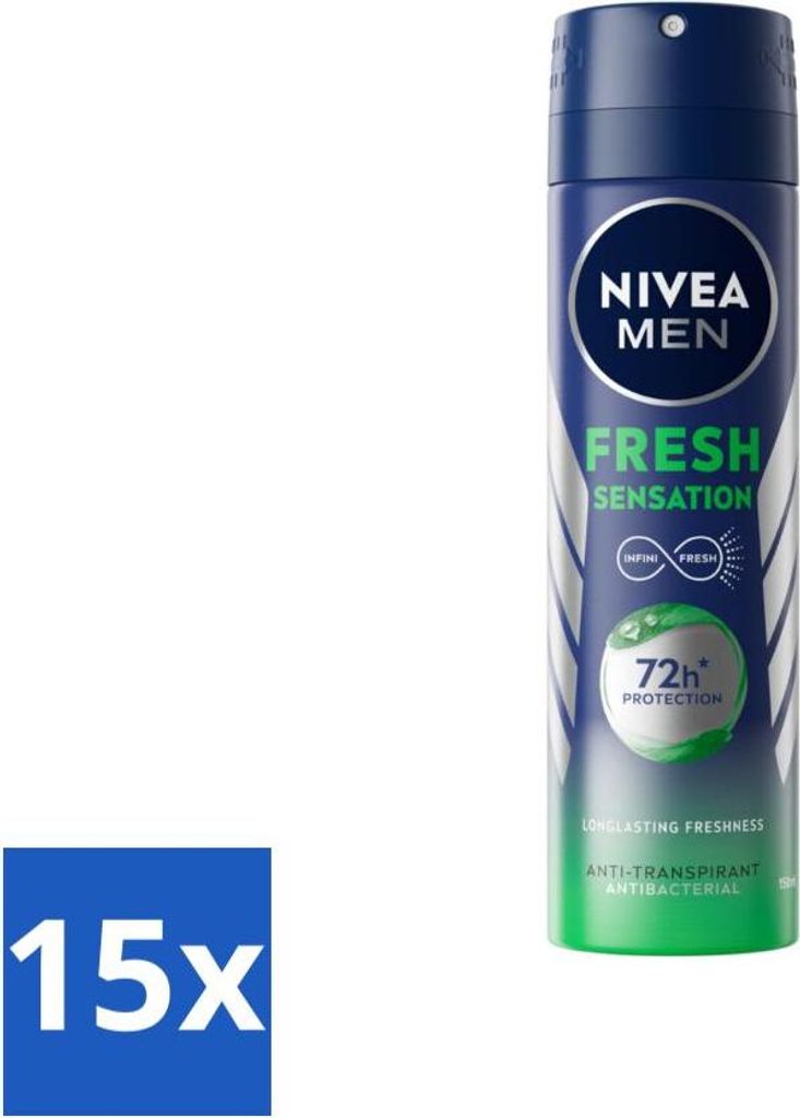 NIVEA MEN - Deodorant Spray - Frisches Gefühl - 150 ml - Vorteilspack - 15 Stücke