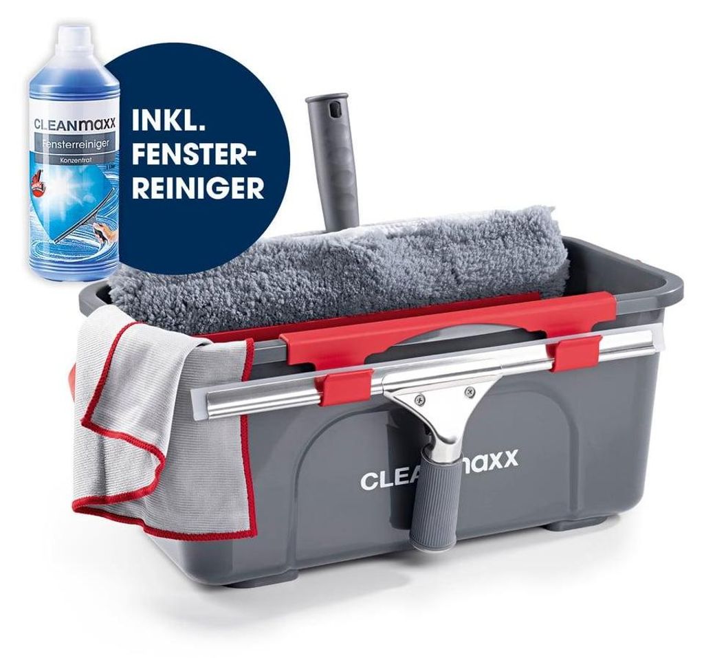 CLEANmaxx Fensterreiniger-Set 7-tlg. - inkl. Eimer, Produktbild 